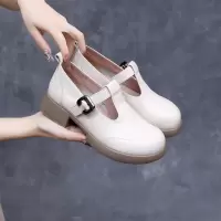 真皮乐福鞋厚底鞋女年新款百搭女小皮鞋英伦风休闲大码单鞋女
