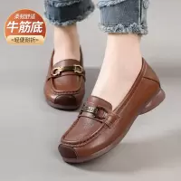 软底低跟牛筋软底女鞋金属扣装饰单鞋秋季新款大码妈妈鞋
