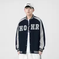 棒球服春秋季美式复古潮牌外套字母宽松休闲立领棒球衫情侣装