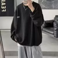 华夫格上衣秋冬季新款长袖个性波浪纹提花嘻哈凤宽松卫衣