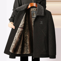 时尚洋气中老年男士休闲大衣加绒保暖爸爸装冬装50岁翻领男装衣服