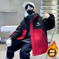 男童加厚外套秋冬季新款冬装洋气夹棉可拆卸三合一冲锋衣儿童