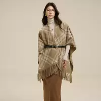 小单定制羊毛格子围巾女濮院冬季百搭保暖围脖多样穿搭流苏大披肩