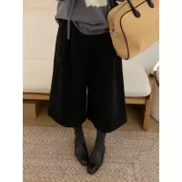 小单定制西装直筒毛呢阔腿裤女秋冬遮肉宽松休闲裤高腰加厚七分裤
