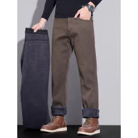 北方保暖高密绒男裤加绒加厚宽松直筒潮流百搭休闲裤男款