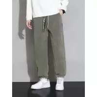 灯芯绒质感休闲裤男士厚款纯色简约设计运动冬季大码束脚裤潮
