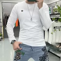 春秋新款男士长袖T恤打底衫小标简约圆领内搭上衣欧货男装时尚潮i