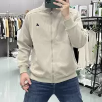 男士秋冬加绒拉链开衫卫衣简约刺绣战马夹克外套纯色休闲上衣潮流