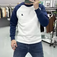 秋冬新款潮流美式加绒战马刺绣长袖T恤男潮牌拼接撞色高级感卫衣