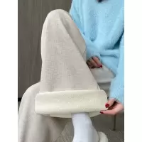羊羔绒阔腿裤女秋冬季糯米裤垂坠感软糯休闲小个子仿羊绒加绒裤子