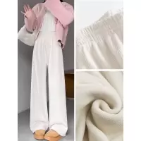 阔腿裤女秋冬加绒加厚新款棉裤休闲小个子窄版直筒雪尼尔裤子