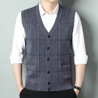 秋冬新款男式针织衫马甲 中老年秋冬休闲V领马甲羊毛开衫保暖背心