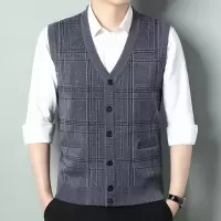 秋冬新款男式针织衫马甲 中老年秋冬休闲V领马甲羊毛开衫保暖背心