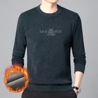 雪貂绒男士毛衣秋冬季新款圆领刺绣加绒加厚保暖打底针织衫男