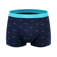 全棉男士内裤中腰印花加大码青年肥佬性感四角裤头透气胖子平角裤