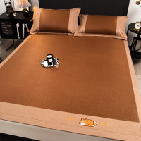 夏季加厚绣花冰藤席优质凉席三件套