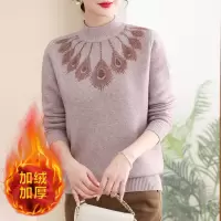 年冬季保暖加绒针织衫妈妈装50岁中老年女装新款毛衣加厚上衣