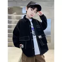 男童春季牛仔外套2025新款洋气中大童春秋款男孩春装工装衬衫