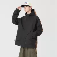 户外男装冲锋衣青少年韩版潮流时尚情侣款夹克男连帽防水百搭上衣