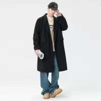 男装休闲宽松韩版中长款毛呢大衣青少年春秋新款男士风衣潮牌外套