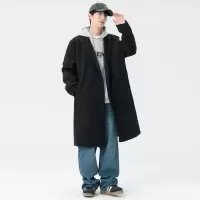 男装春秋新款休闲宽松中长款过膝毛呢大衣男士青少年韩版潮牌外套