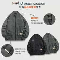 男装长袖春秋季新款大口袋工装夹克男棒球服外套纯色潮流青年上衣