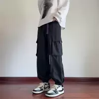 春秋季新款潮流休闲阔腿伞兵工装裤美式潮牌时尚运动男士长裤百搭