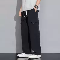 男士工装裤春秋季新款青少年宽松休闲运动裤子男美式潮牌纯色长裤