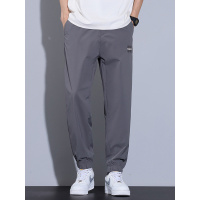 纯色青春流行男士哈伦裤春夏休闲系绳运动中腰透气潮牌束脚裤大码