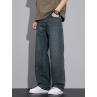 专柜品质阔腿牛仔裤男 91%棉高质量休闲欧美街头潮牌复古男装直筒