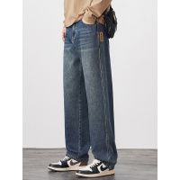 四季款小直筒潮牌牛仔裤男复古高级感宽松日常休闲高档男装设计感