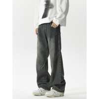 欧美范街潮牛仔裤阔腿宽松直筒高街时尚高级感休闲裤新款美式长裤