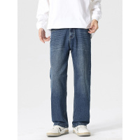 经典蓝色牛仔裤直筒男高级感高含棉量宽松新疆棉休闲裤秋冬季新款