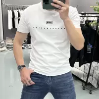 夏季男士圆领丝光棉短袖T恤修身圆领印花字母打底衫新款上衣修身