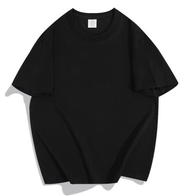 260g日系重磅纯棉宽松落肩袖情侣装体恤打底衫五分袖