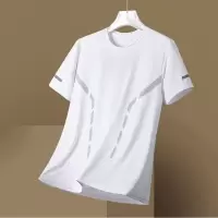 冰丝T恤男士透气运动短袖薄款夏季韩版修身网眼冰感衣服