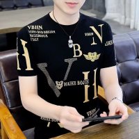 夏季新款冰丝短袖T恤男士圆领潮牌薄款上衣服修身体桖衫