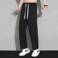 冰丝垂感男士休闲裤夏季新款港风时尚潮流宽松直筒阔腿长