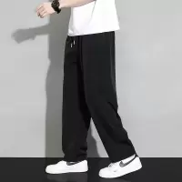 垂感冰丝裤男士夏季薄款大码宽松型时尚潮流直筒拖地长裤