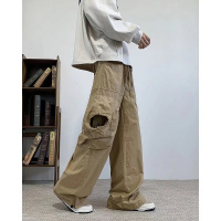 小众蜂窝口袋工装裤男春秋季美式复古潮牌设计感宽松休闲