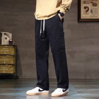 美式工装裤夏季新款拼接口袋男士直筒型宽松大码休闲长裤