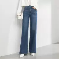 2025年春季新款宽松牛仔筒喇裤女韩版高腰百搭喇叭拖地裤
