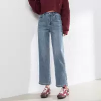2025春季新款韩版高腰显瘦窄版阔腿裤女百搭牛仔九分直筒裤