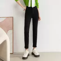 不易褪色牛仔打底裤女高腰黑科技松紧腰铅笔小黑长裤