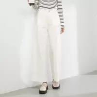春季新款白色阔腿牛仔裤女宽松高腰百搭九分裤筒喇裤