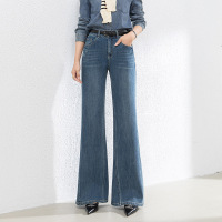 百搭四面弹筒喇牛仔裤女2025年春季高腰宽松拖地喇叭长裤