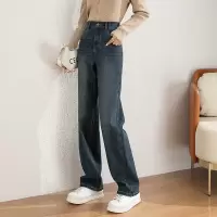窄版牛仔裤女2025年春季新款韩版水洗怀旧色韩版高腰直筒长裤