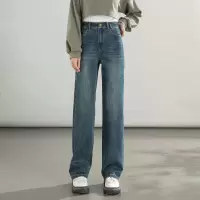 窄版直筒裤韩版宽松水洗2025年春季新款高腰复古牛仔裤女拖地