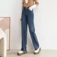 窄版阔腿裤女直筒裤垂坠感牛仔裤高腰百搭弹力小个子拖地女裤