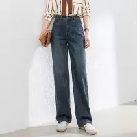 韩版窄版阔腿裤女2025年春季新款高腰复古牛仔拖地直筒裤